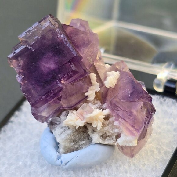 Fluorite ✦ Dolomite Crystal Thumbnail ✦ 19g Purple Cubes & Cream Matrix Specimen - Picture 17 of 17